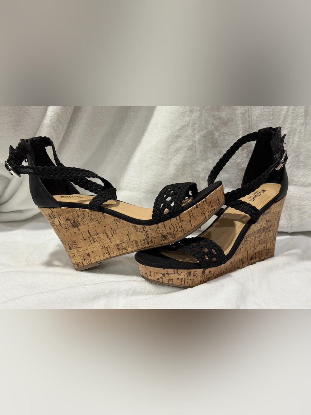 Mossimo Supply Co. Black Braided Cork Wedge Sandals - Picture 5 of 14